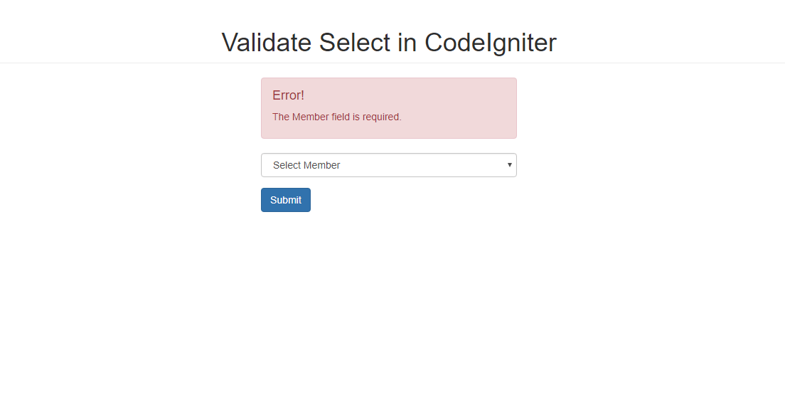 How to Validate Select in CodeIgniter Free Source Code, Projects