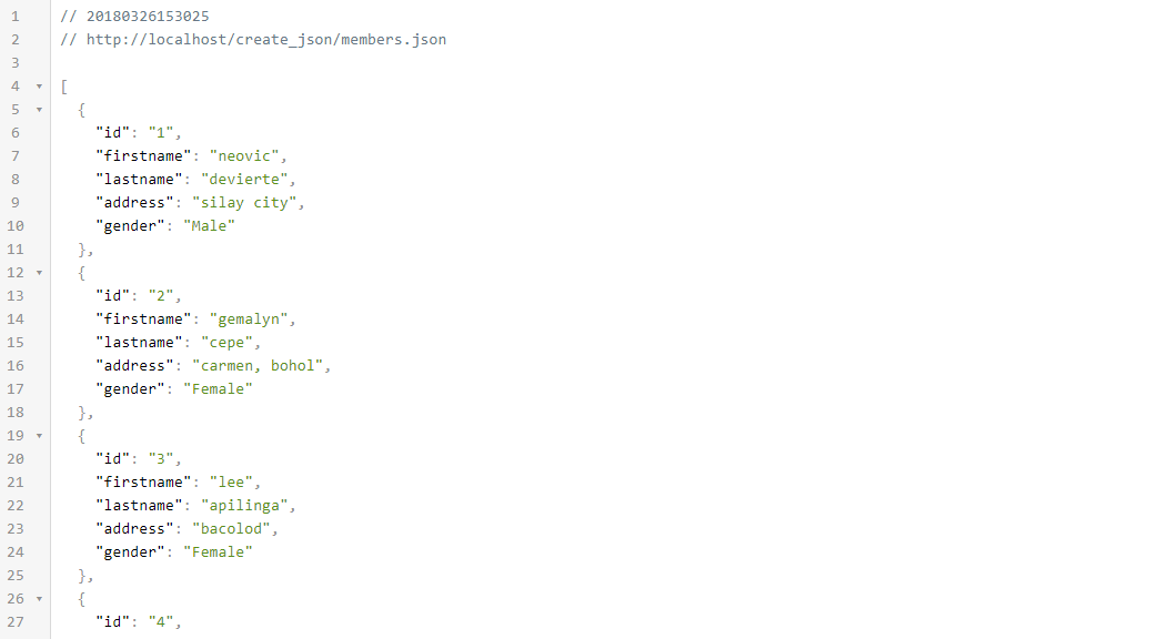 How to create JSON File from MySQL Database using PHP SourceCodester
