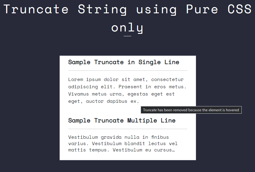 Truncate String with Ellipsis using CSS Only Tutorial SourceCodester