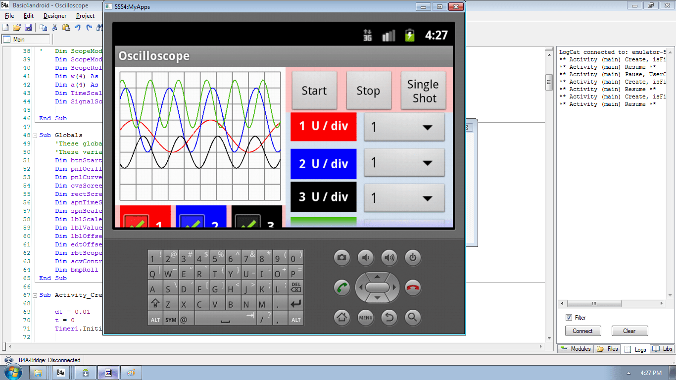Android Oscillator Application Using Basic4Android Tutorial Part 2