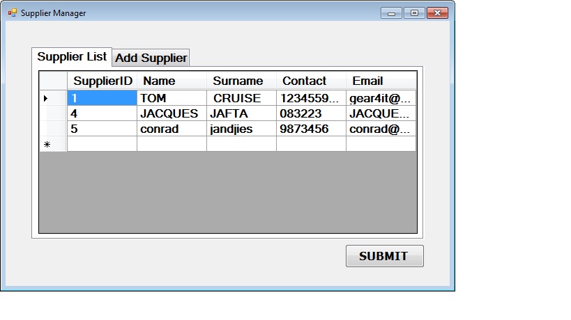 Supplier Management Free source code, tutorials and articles