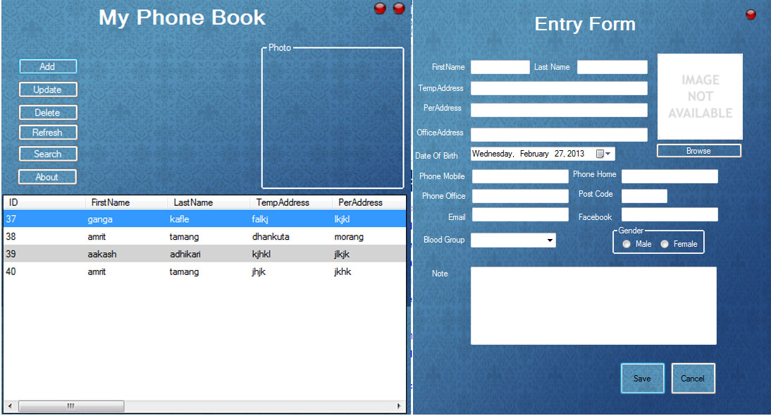Phone Book Using with MS Access 2003 Free Source