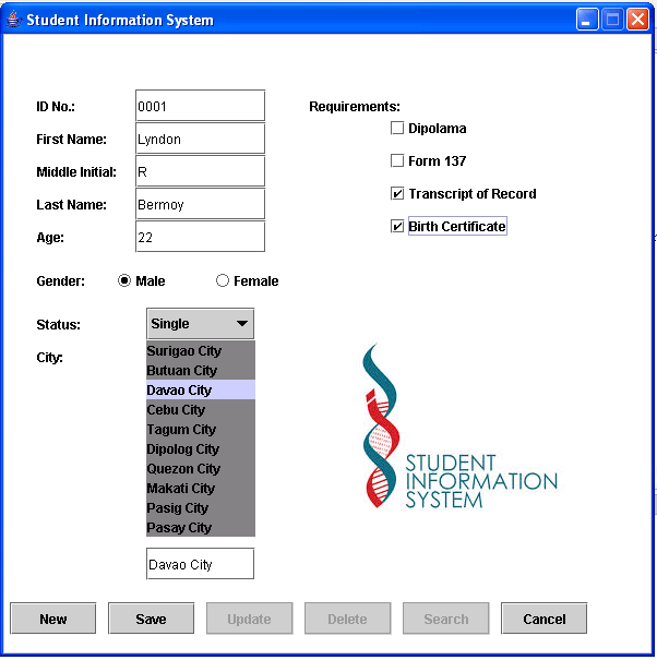 Student Information System (Java) Free Source Code