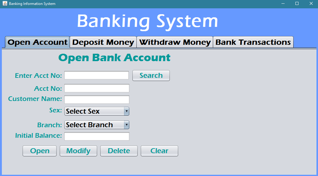 Java SE JDBC CRUD Operations Simple Banking System SourceCodester