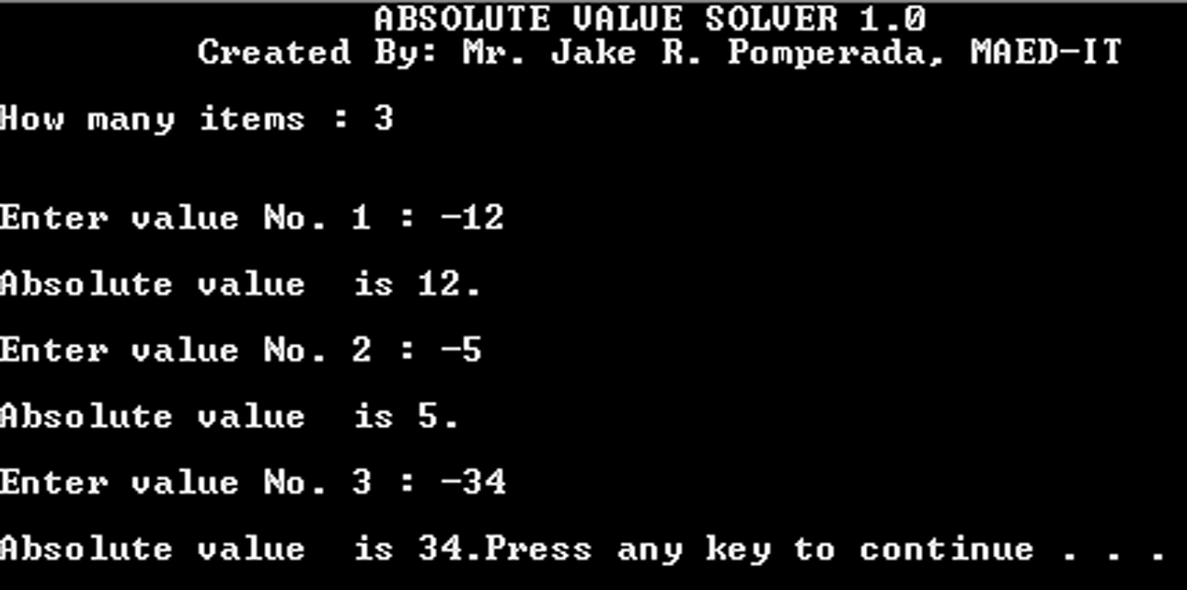 Absolute Value Solver 1.0 Free source code, tutorials and articles