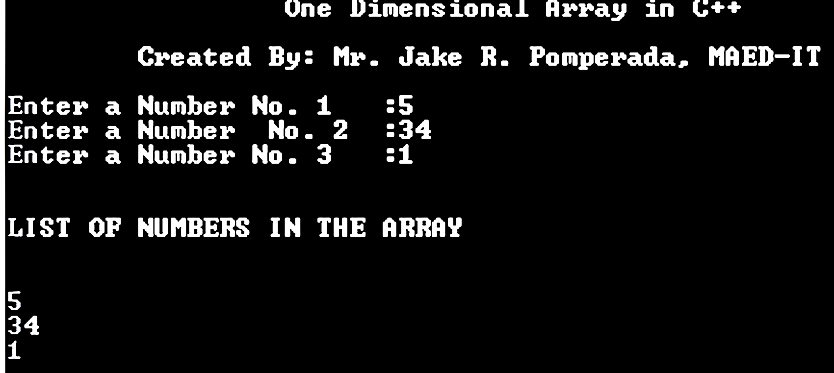 One Dimensional Array in C++ Free source code, tutorials and articles