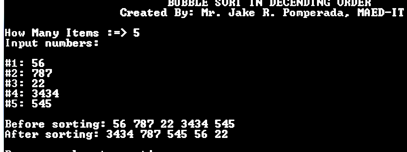 Bubble Sort in Descending Order Free source code, tutorials and articles