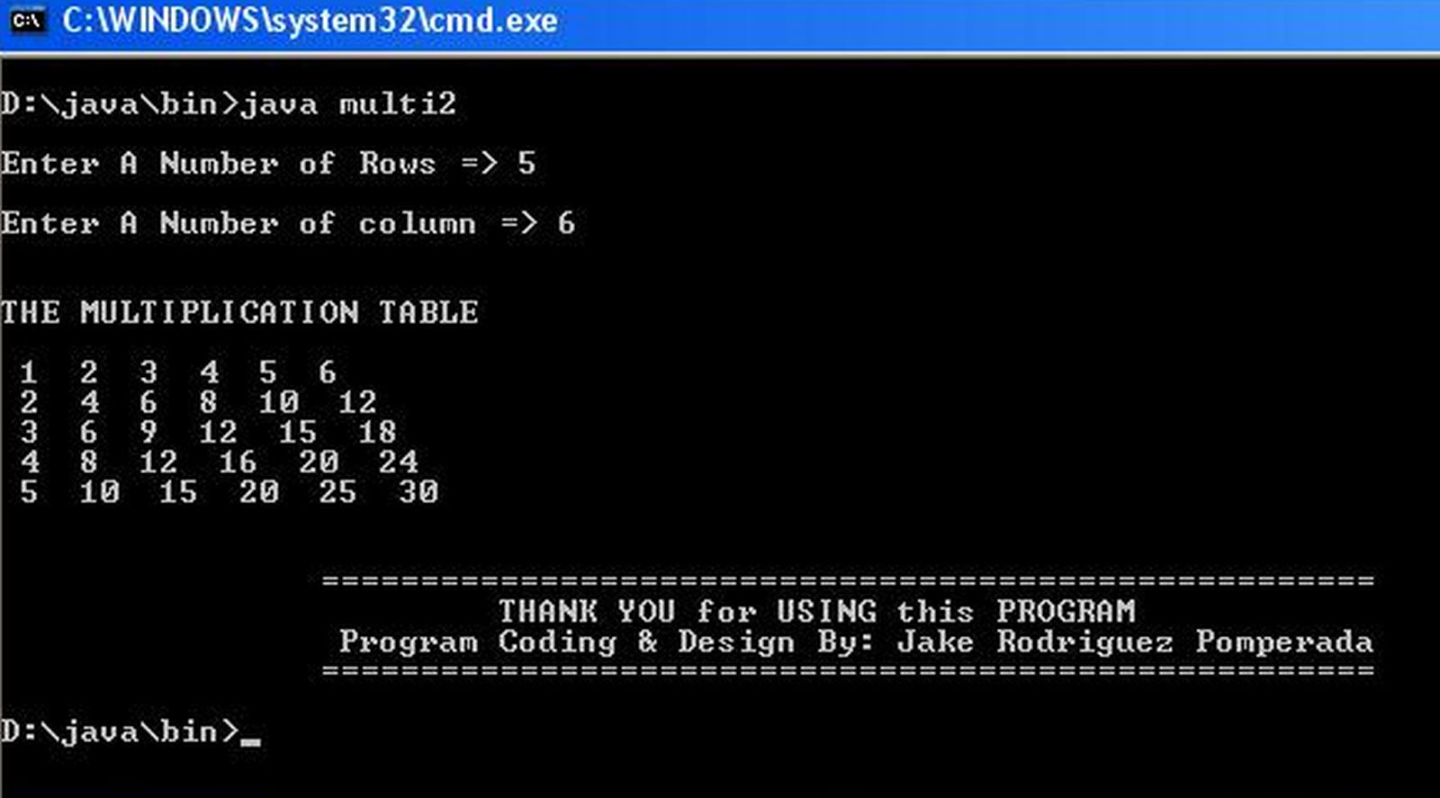Multiplication Table Version 1.0 Free Source Code Projects and Tutorials