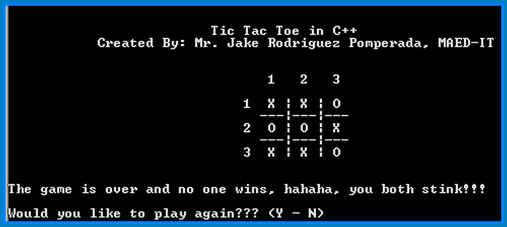 Tic Tac Toe in C++ SourceCodester