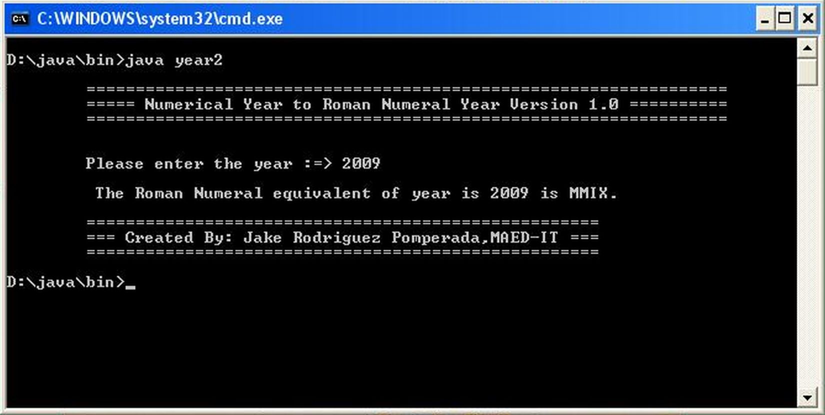 Year Numerical To Roman Numeral Converter Version 1.0 Free Source