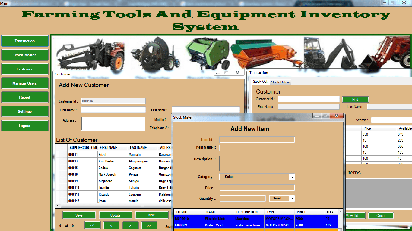Farming Tools and Equipment Inventory System Free source code, tutorials and articles