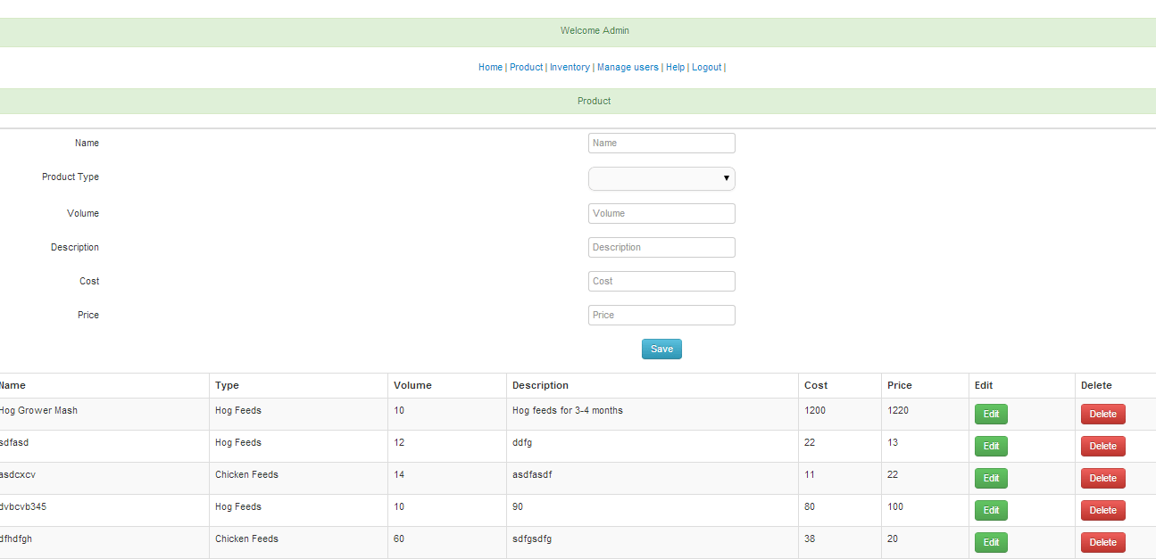 Feeds Product Inventory System SourceCodester