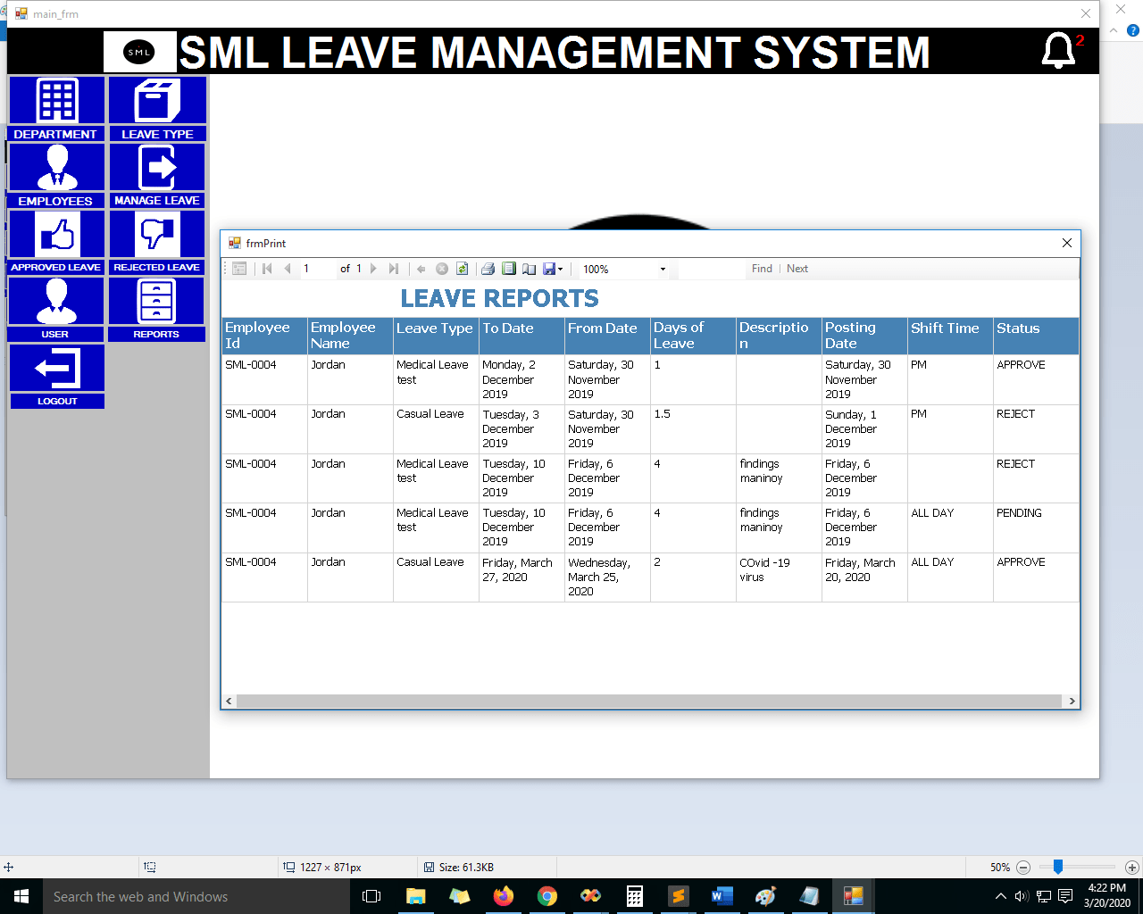 leave management system project documentation