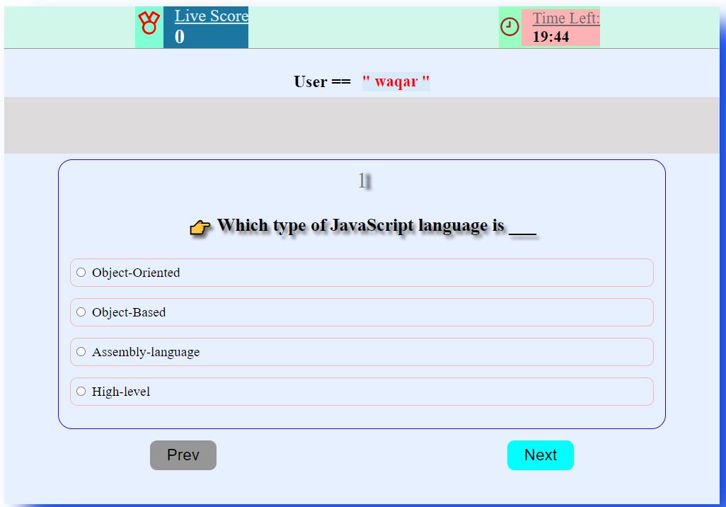 online Quiz Application by Using HTML CSS Javascript SourceCodester