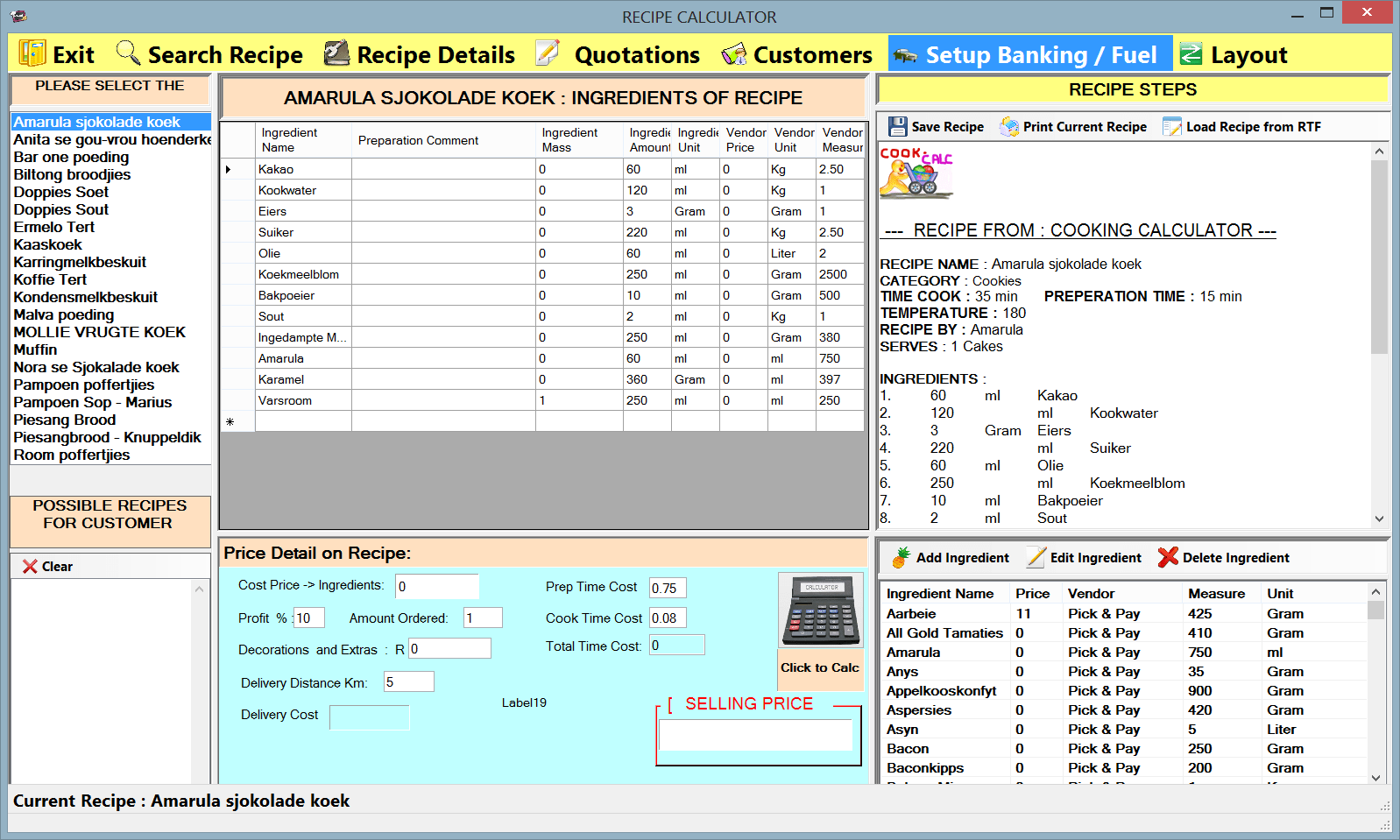 Cooking Calculator Free source code, tutorials and articles