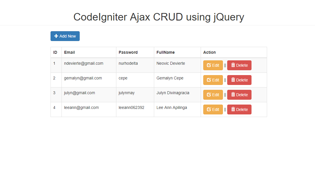 Creating a CRUD  App using CodeIgniter, jQuery, and Ajax Tutorial