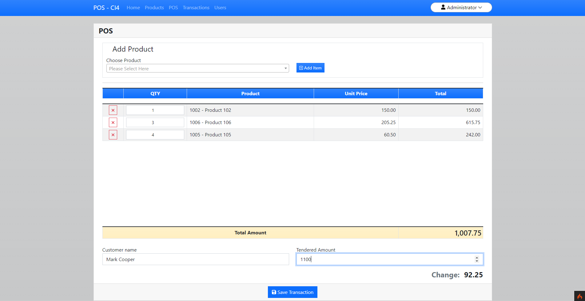 POS Point of Sale System in PHP using CodeIgniter 4 Free Source Code