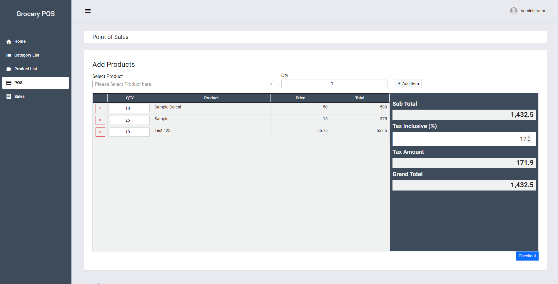 Grocery Point of Sales (POS) System in Python Django Free Source Code SourceCodester
