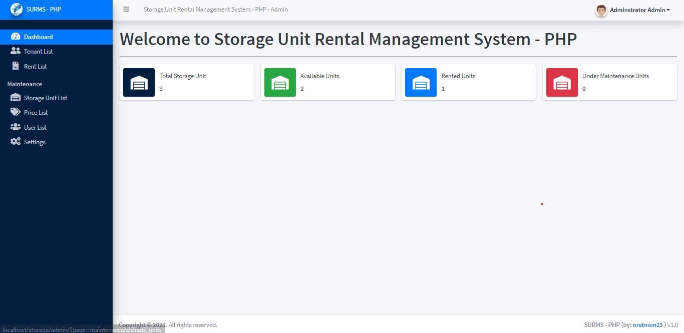 Storage Unit Rental Management System using PHP Free Source Code