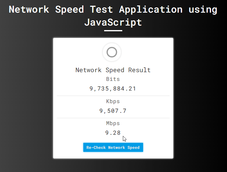Network Speed Test using JavaScript Source Code Free Download