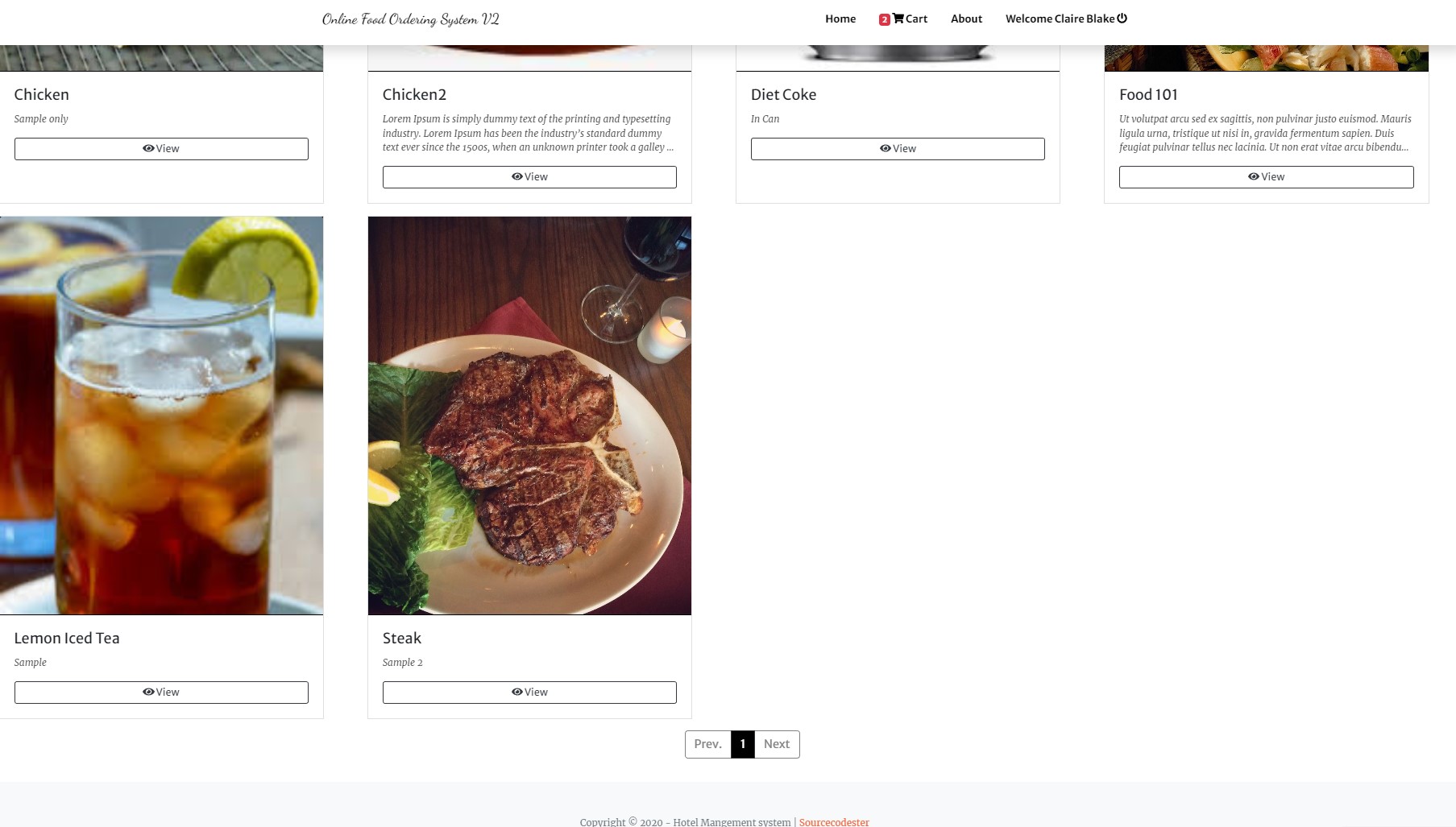 Online Food Ordering System v2 using PHP8 and MySQL Free Source Code