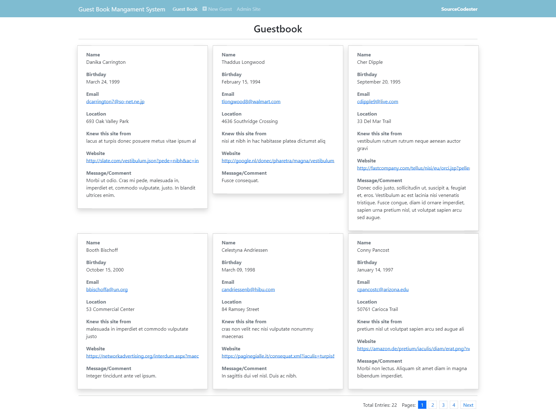 Simple Guestbook Management System in PHP Free Source Code SourceCodester