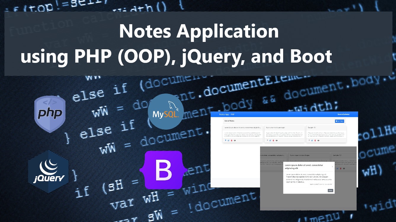 Notes App using PHP (OOP), jQuery, and Bootstrap Free Source Code
