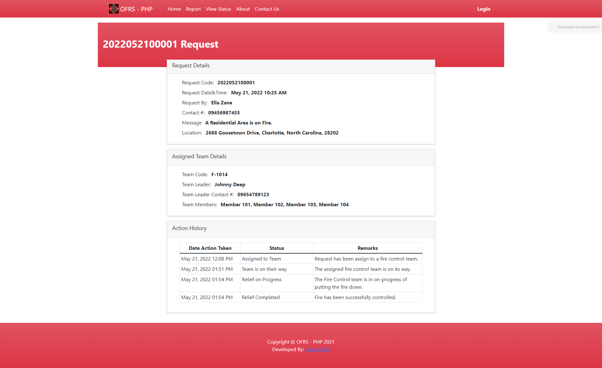 Online Fire Reporting System in PHP/OOP Free Source Code SourceCodester