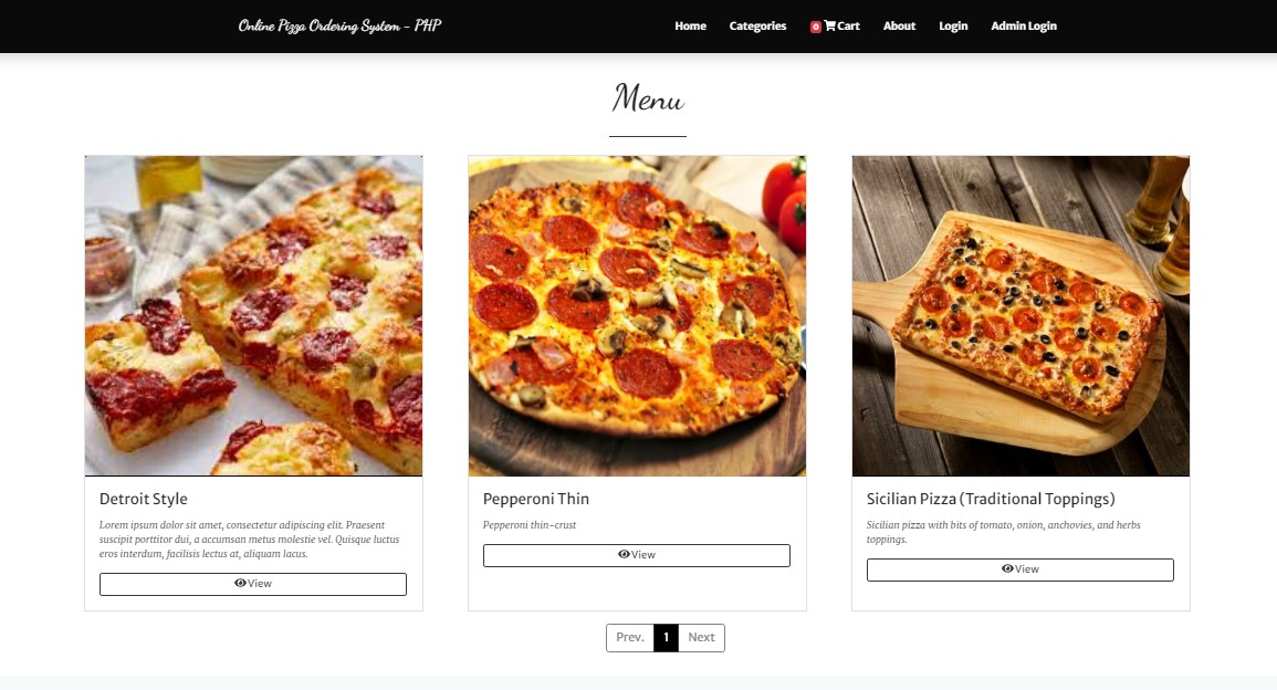 Online Pizza Ordering System in PHP Free Source Code SourceCodester