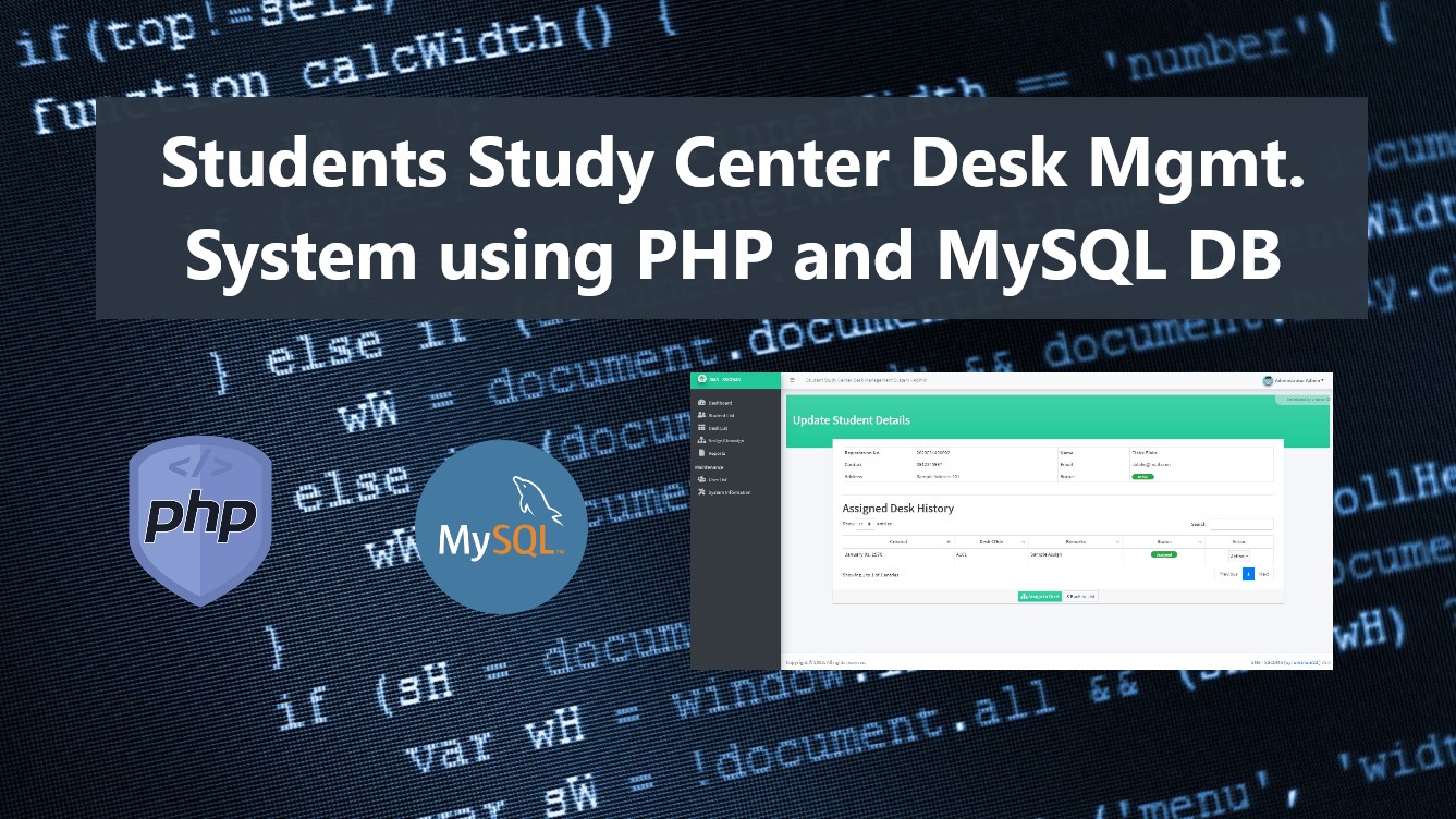 Student Study Center Desk Management System using PHP (OOP) and MySQL