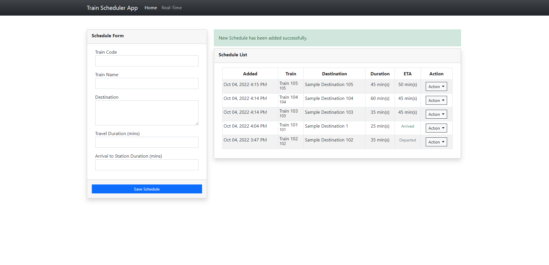 Train Scheduler App using PHP OOP and MYSQL Database Free Download
