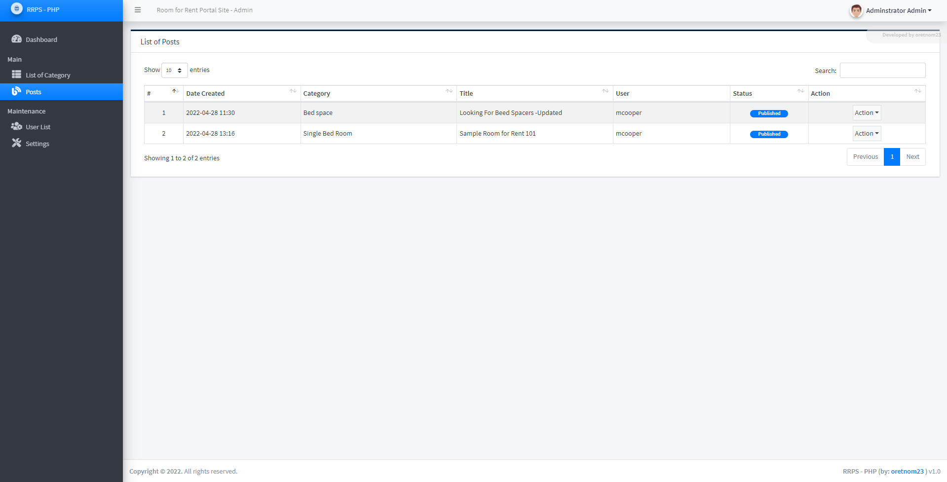 Room for Rent Portal Site in PHP/OOP Free Source Code SourceCodester