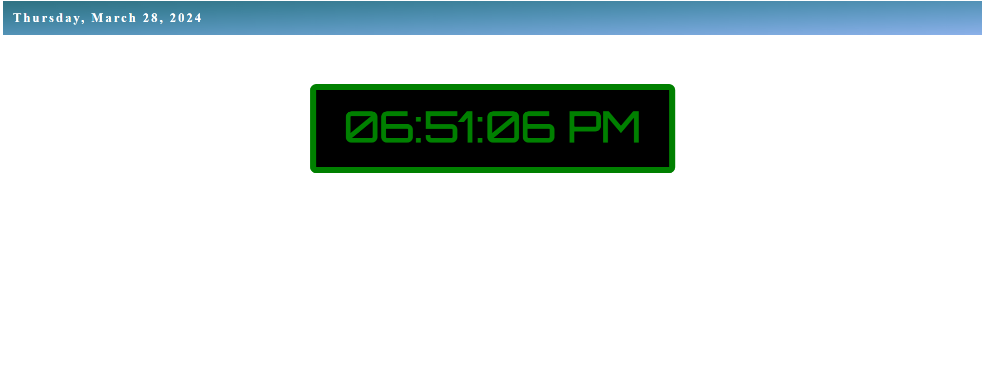 Digital Clock Program using HTML&CSS in VanillaJS with Source Code