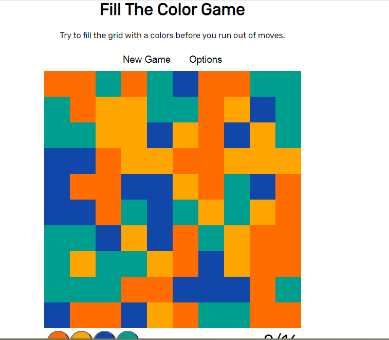 Fill The Color Game using JavaScript with Source Code SourceCodester