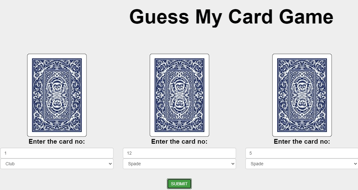 Guess My Card Game using JavaScript with Source Code SourceCodester