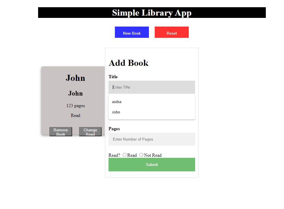 Simple Library App using JavaScript with Free Source Code SourceCodester