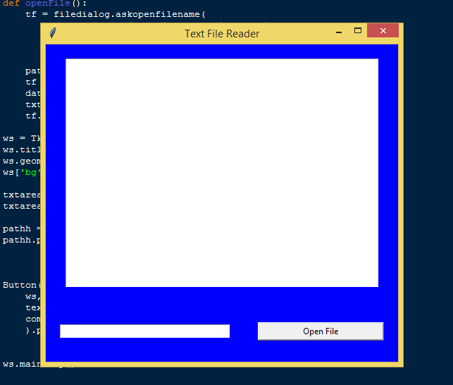 Text File Reader Program using Tkinter in Python with Source Code