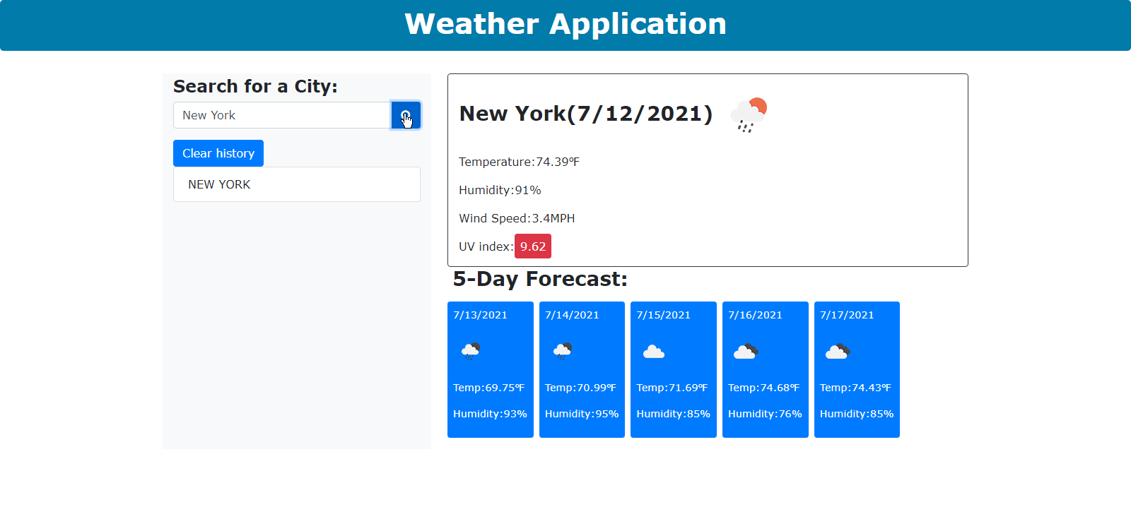Simple Weather Application using JavaScript with Free Source Code