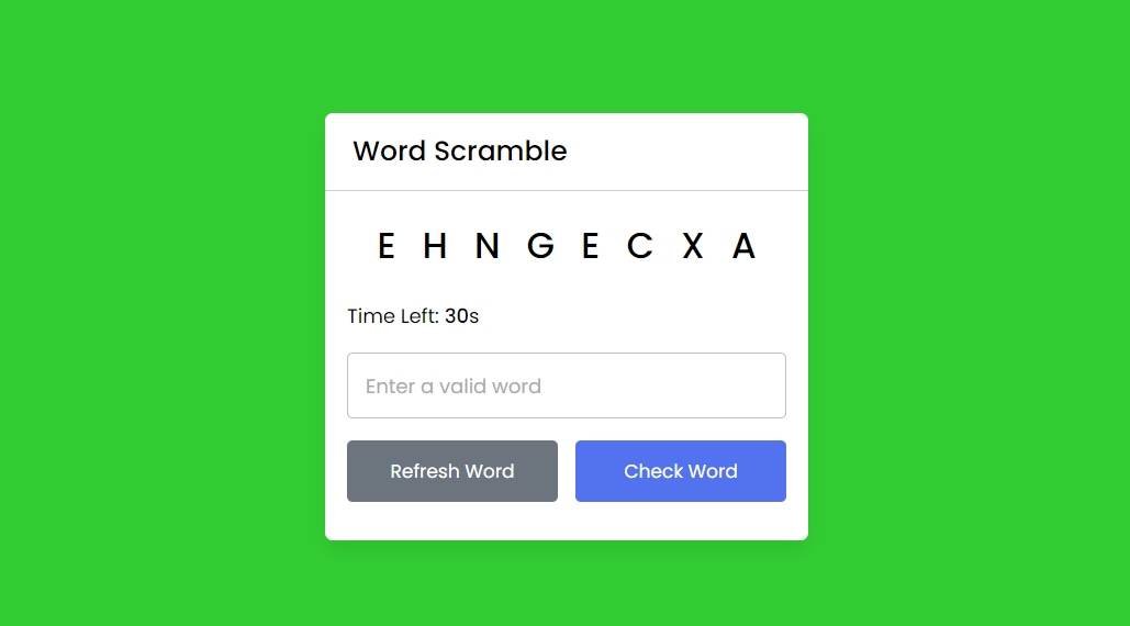 Word Scramble Game in JavaScript with Source Code SourceCodester