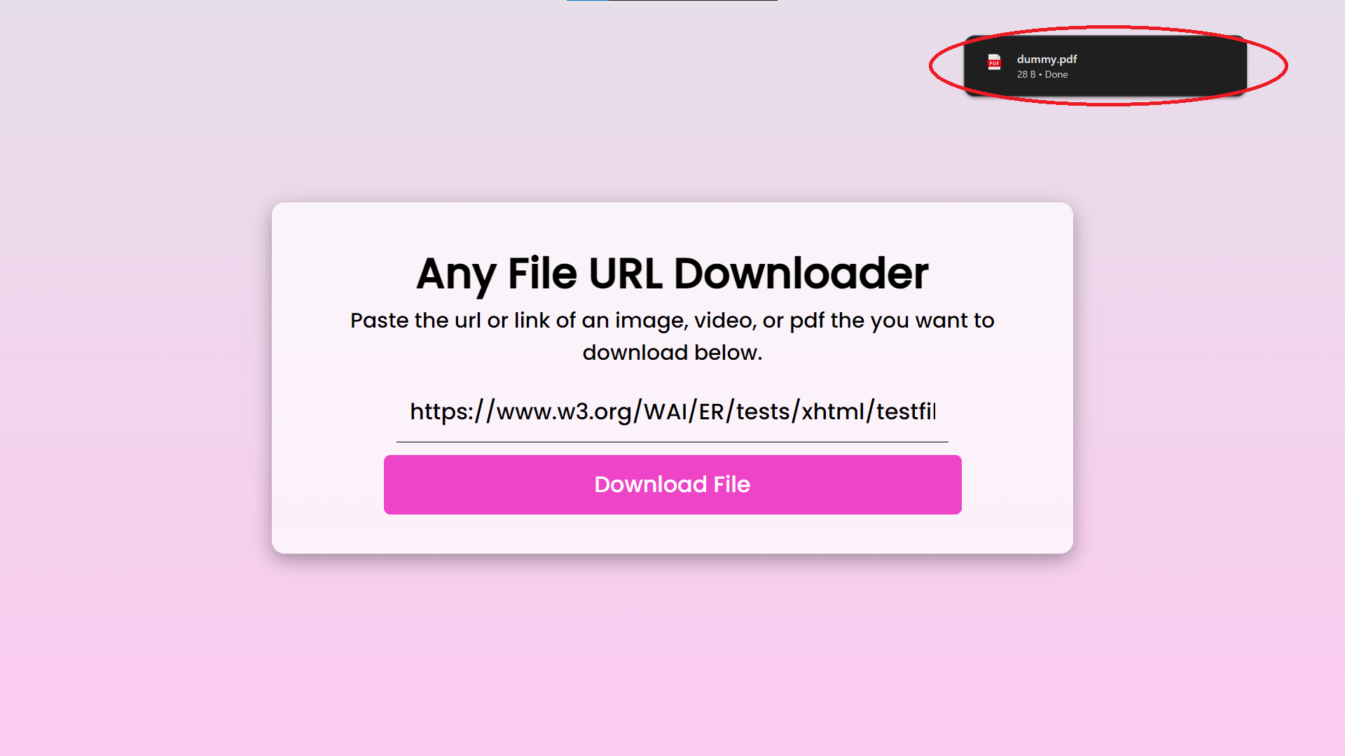 Any File URL Downloader Using HTML, CSS and JavaScript with Source Code