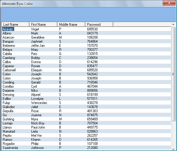 ListView Alternate Row Color SourceCodester