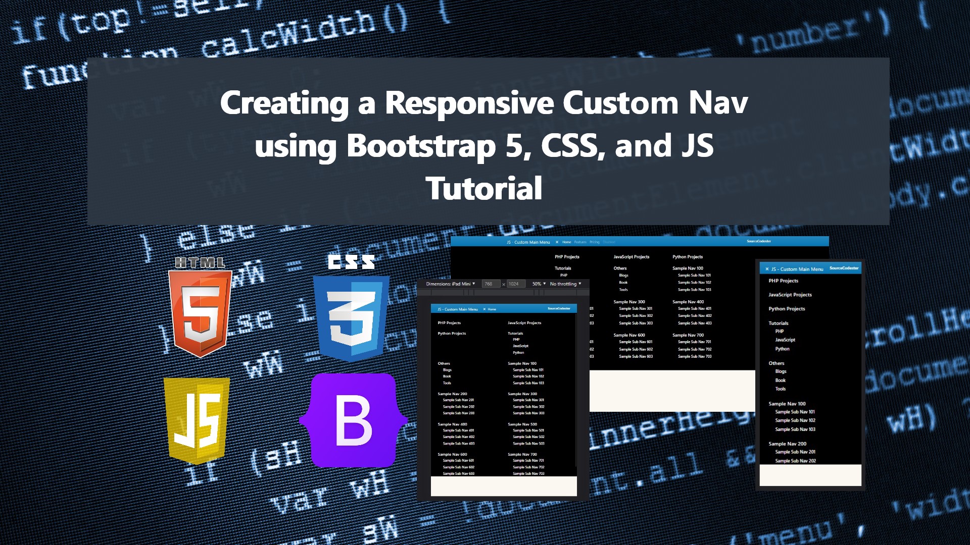 Creating a Responsive Nav Menu using CSS, Bootstrap, and JS Tutorial