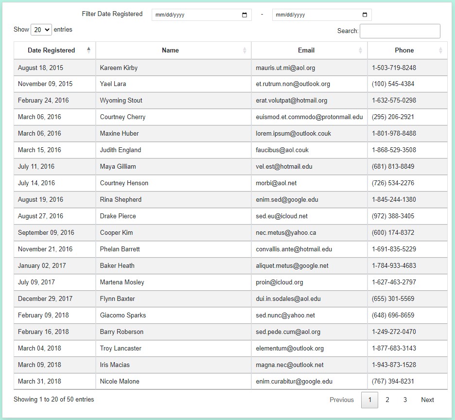 Creating a Custom Date Range Filter in DataTables using JavaScript