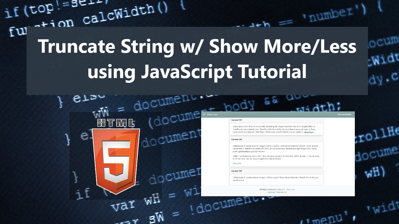 Truncate String with Show More/Less Anchor using JavaScript Tutorial