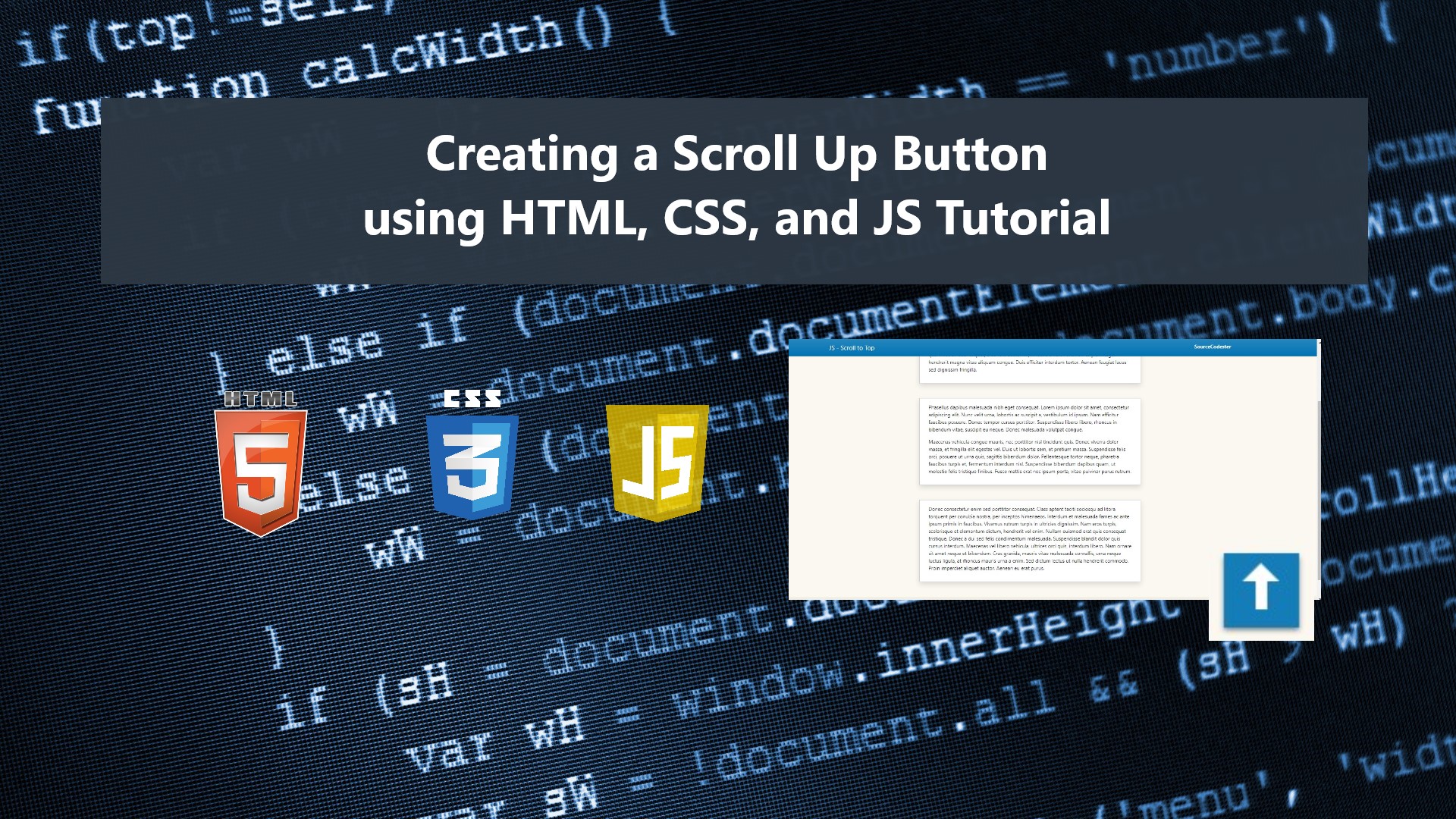 Creating a Scroll Up Button using HTML, CSS, and JavaScript Tutorial