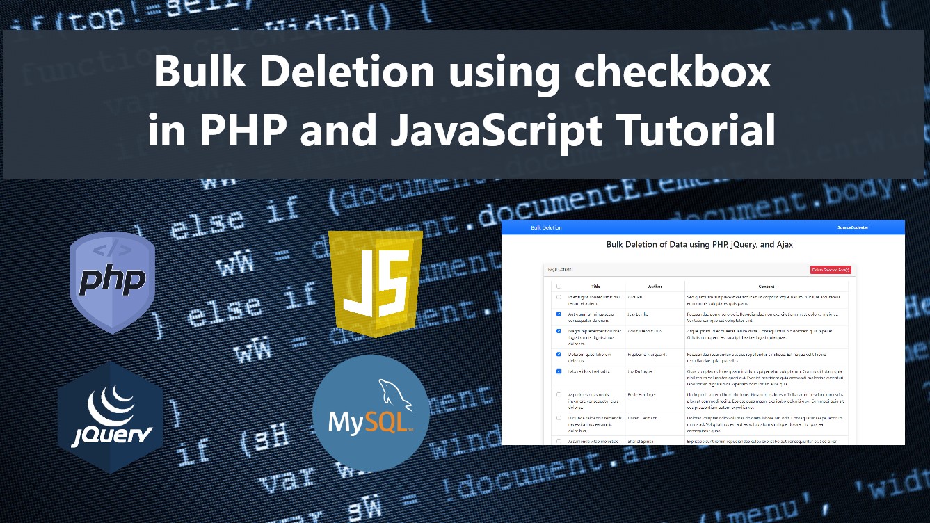 Bulk Deletion using Checkbox in PHP and JavaScript Tutorial SourceCodester