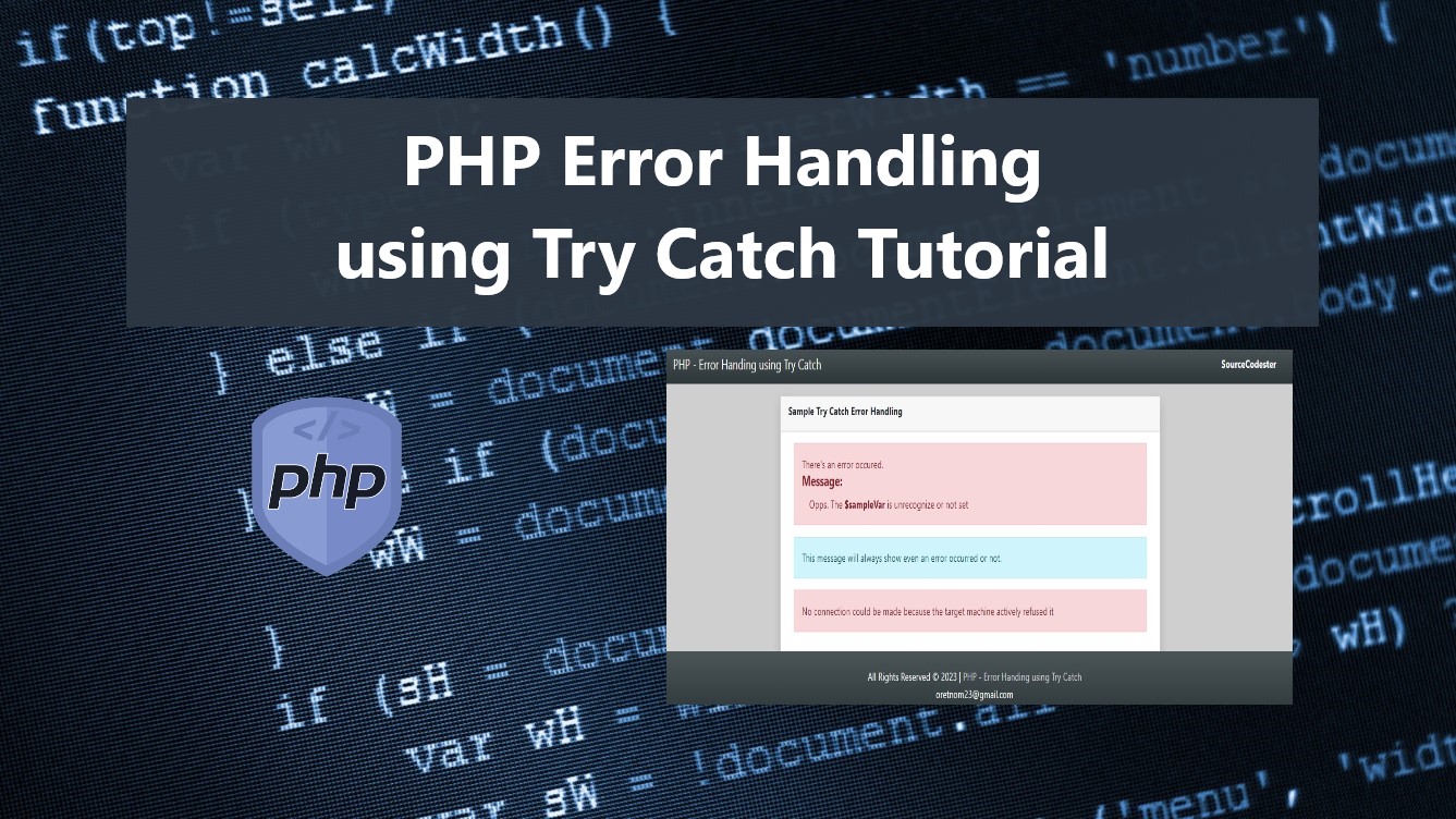 PHP Error Handling using Try Catch Tutorial SourceCodester