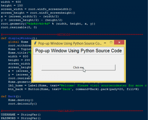 Popup Window Using Python Source Code Free Source Code