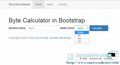 Byte Calculator in Bootstrap Free source code, tutorials and articles