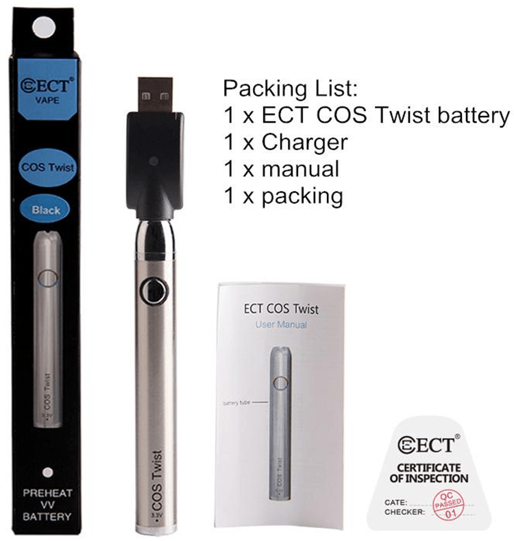ECT COS Twist Battery 650mAh Preheat VV Vape Mod